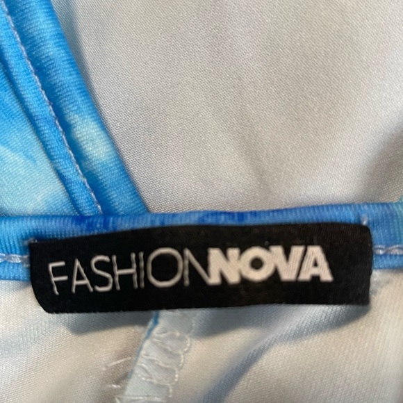 Fashion Nova Blue Tie Dye Swirl Biker Short  Romper - Picture 10 of 10